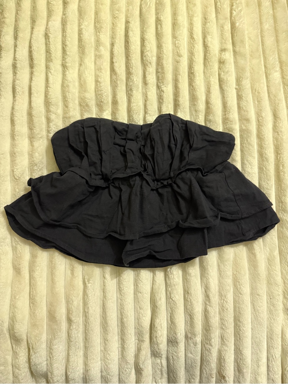 Princess Polly Black Strapless Ruffle Peplum Top